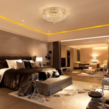 1-Piece Gold Crystal Ceiling Light Pendant - Elegant, Luxurious And Shining, Suitable For Living Room, Dining Room, Bedroom, Corridor And Foyer, A Dazzling Choice For Versatile Spaces. Diameter 42cm E14 Lamp Holder, Bulb Not Included - 金色 - 查看 6