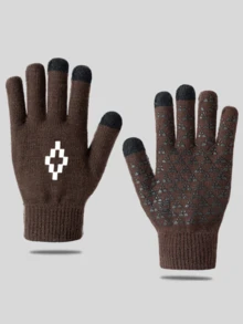 Mănuși tactile tricotate de iarnă pentru bărbați, cu model geometric, elegante și funcționale pentru activități în aer liber, mesaje text, condus - moi, respirabile și perfecte pentru vreme rece de toamnă