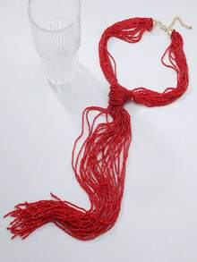 New Bohemian Style Multi-Layer Handmade Beaded Braided Rope Tassel Necklace, Gift For Holidays, Birthday, Back To School, New Year, Valentine's Day, Mother's Day, Teacher's Day, Wedding, Music Festival, Graduation