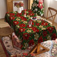 1/20 piezas Mantel navideño, mantel con diseño impreso de flores rojas, decoración de mesa y el regalo perfecto para amigos, adecuado para uso en el hogar, cocina, terraza de restaurante, interior y exterior durante la temporada navideña