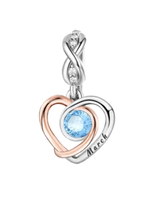 1个925纯银爱心月份吊坠，适合DIY手链，女士饰品 - 銀色 - 查看 15