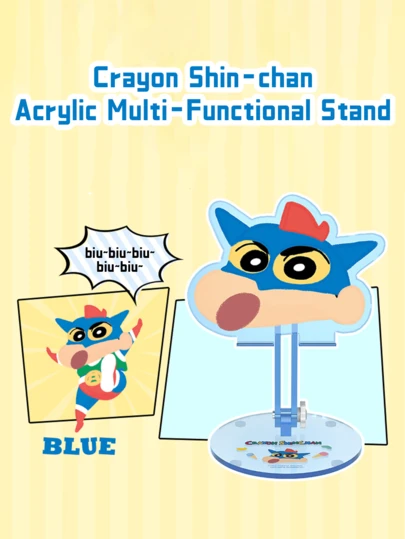 Crayon Shin-chan, Acrylic Multi-Functional Stand, Blue Hero Design, Desktop Organizer, Office Decor, Home Decor, Cartoon Character Display, Sturdy Build, Phone Holder, Tablet Holder, Universal Fit, Anime Decor, Desk Accessory, Despaceative Stand, Workory Esential
