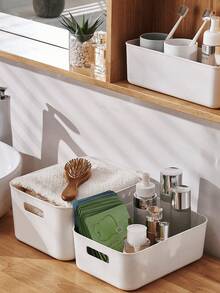 10pcs Stackable Plastic Storage Boxes With Handles, Suitable For Office, Home, Wardrobe; 5pcs/2pcs Multi-Purpose Storage Baskets, Durable Containers For Socks, Underwear, Stationery, Cosmetics; Space-Saving Drawer-Style Storage Boxes - White - View 7