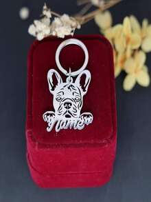 1pc Personalized French Bulldog Stainless Steel Keychain - Customizable Name Engraving, Dog-Shaped Design For Men, Ideal For Valentine's Day, Father's Day, Graduation, Halloween, Christmas Gifts - Multicolor - View 5