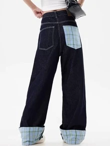 Hong Kong estilo hombres verano nueva personalidad letras jeans hip-hop ins marea alta calle pandilla guapo pantalones - Azul - Ver 2