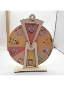 1pc Rustic-Style Wooden Emotion Regulation Dial - Expressive Faces Mood Management Tool & Tabletop Display Plaque - Electricity-Free Decoration For Bedroom/Family Spaces - Seasonal Holiday Decor (Halloween/Thanksgiving/Juneteenth), Mental Wellness Awareness , Therapist Office Sign, Feelings Learning Tool, Conversation Starter Centerpiece