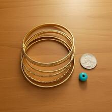 7Pcs/Set Gold Jewelry Bracelet Set, Various Patterns Design For Women, Great For Valentine's Day/New Year - 銀色 - 查看 6