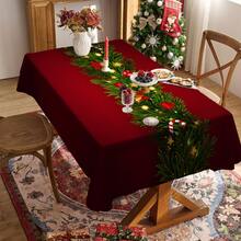 1/20 pièces Nappe de Noël avec motif de boules de Noël, cloches, cannes en bonbon - Nappe de table festive pour la restauration, les fêtes et la décoration de la maison - Matériau durable, parfait pour les cadeaux de Noël et les célébrations du Nouvel An, décorations de table de Noël