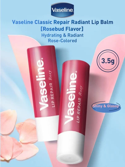 Vaseline 3.5克经典滋养亮泽润唇膏（玫瑰花蕾香型） - 保湿亮泽的玫瑰色润唇膏，蕴含大马士革玫瑰精油和白莲籽油，令双唇柔软亮泽，完美呵护干燥双唇