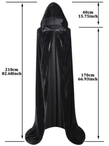 Unisex Hooded Cape Full-Length Velvet Cloak, Suitable For Halloween Costume Role-Playing. Long Hooded Cloak Witch Costume For Both Men And Women