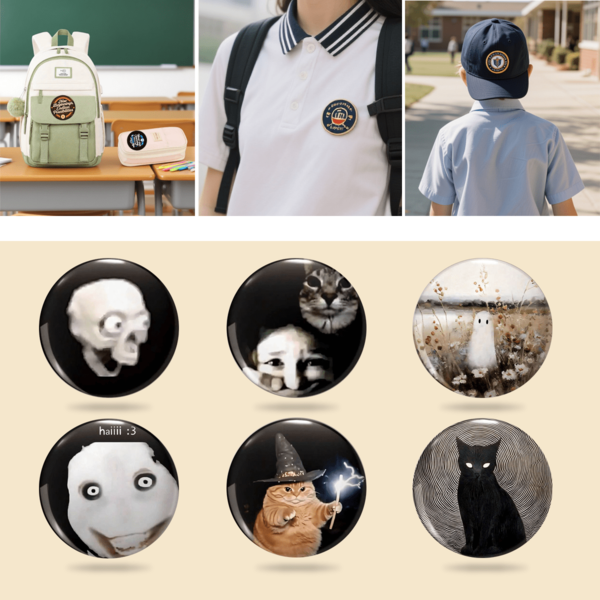 1 Pc 4.4cm/1.73inch Funny Pattern Pin Badge, Button Brooch, Suitable For Attaching To Clothing, Bags, Stationery Pouch And Hats, Stationery Supplies, Office Decor And Accessories, Suitable For Wearing On Halloween, Interesting Gifts For Friends, Family And Classmates