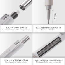 1pc Automatic Mechanical Pencil, 0.3mm/0.5mm/0.7mm/0.9mm Options, Suitable For Drawing, Sketching, Writing, Silver/Black Color, Refillable, High-Quality Drafting Pencil
