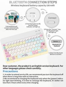 Ultra-Thin Rechargeable Bluetooth Keyboard, Portable Compact Wireless Keyboard (150mAh), Compatible With Samsung Galaxy Tab Tablets, Android, Windows Smartphones, IOS IPad, Christmas/New Year Gift 2026 (Dessert) - Dessert - View 7