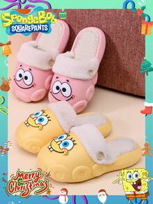1 Pair Spongebob Slippers, Women's Autumn/Winter Indoor Home Anti-Shedding Slippers, Suitable For Home Wear, Couple Plush Slippers, Best For Party Atmosphere Decoration, Perfect Gift For Friends, Party Decoration, Home Decor, Graduation, Christmas, Valentine's Day Gift For Girlfriend,Shoe,Spring Summer Picks,Brides Maid Gifts,Room,Bedroom Decor,Beach,Travel,For Men,For Women,Vacation,Cute Stuff - Multicolor - View 2