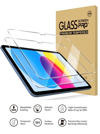 2 paquetes de protector de pantalla antiarañazos HD compatible con iPad de 11.a y 10.a generación (iPad A16 de 11 pulgadas 2025/10.9 pulgadas 2022), vidrio templado para iPad 11/10/9/8/7.a generación, película de vidrio templado para la serie iPad - Transparente