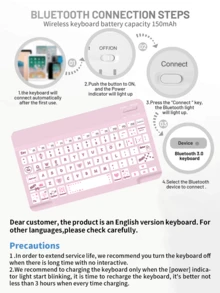 无线蓝牙键盘（150mAh），带可拆卸键盘保护套和触控笔插槽，兼容三星 Galaxy Tab、iPad、Redmi Pad SE（亮粉色）