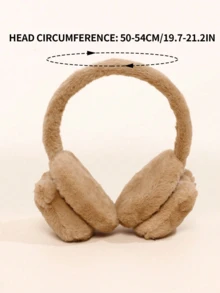 1个儿童毛绒水豚耳罩 - 可调节毛绒内衬保暖耳罩，适合幼儿，冬季保暖，适合日常户外活动和学校使用