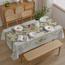 1 khăn trải bàn họa tiết hoa vàng và đá cẩm thạch sang trọng, chất liệu polyester hình chữ nhật, có thể giặt và tái sử dụng, thích hợp cho gia đình hàng ngày, phòng ăn, phòng khách, tụ họp, tiệc theo chủ đề Giáng sinh, sử dụng trong nhà/ngoài trời - Nhiều màu - Xem 3
