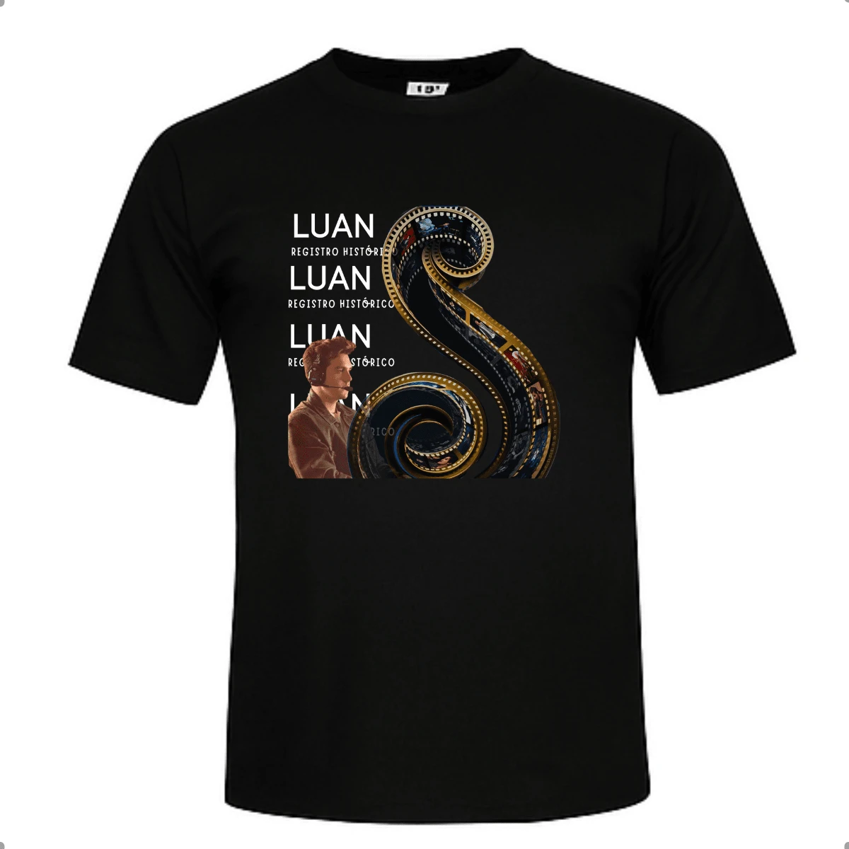 Camiseta Luan Santana Camisa Novo DVD Registro Histórico Tshirt Luan Santana Luanete Algodão - Preto - Visão 1