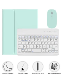 [Wireless Keyboard Case With Mouse] Wireless Bluetooth Keyboard Case With Detachable Wireless Mouse, Compatible With IPad Air 1/Air 2/Air 3/Air 4/Air 5/6, Compatible With IPad 5th/6th/7th/8th/9th/10th/11th Gen, Compatible With IPad Pro 12.9" (2020/2021/2022), Compatible With IPad Pro 11" (2018/2020/2021/2022), Galaxy Tab And Redmi Pad SE - Soft TPU Back Cover, Magnetic Detachable, With Pen Slot