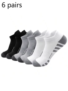 情人节礼物 6 双男士短袜，时尚高品质，低帮圆领踝袜，透气网眼，广泛用于运动和户外活动，休闲男士船袜。