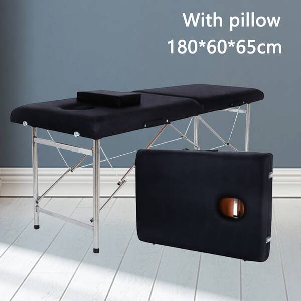 PORIYA Professional Folding Massage Table  Portable Aluminum Beauty Bed For Salon & Home Use Therapy Tattoo Waxi 2-Fold Design W/ Removable Face Cradle  Heavy-Duty Lightweight Frame