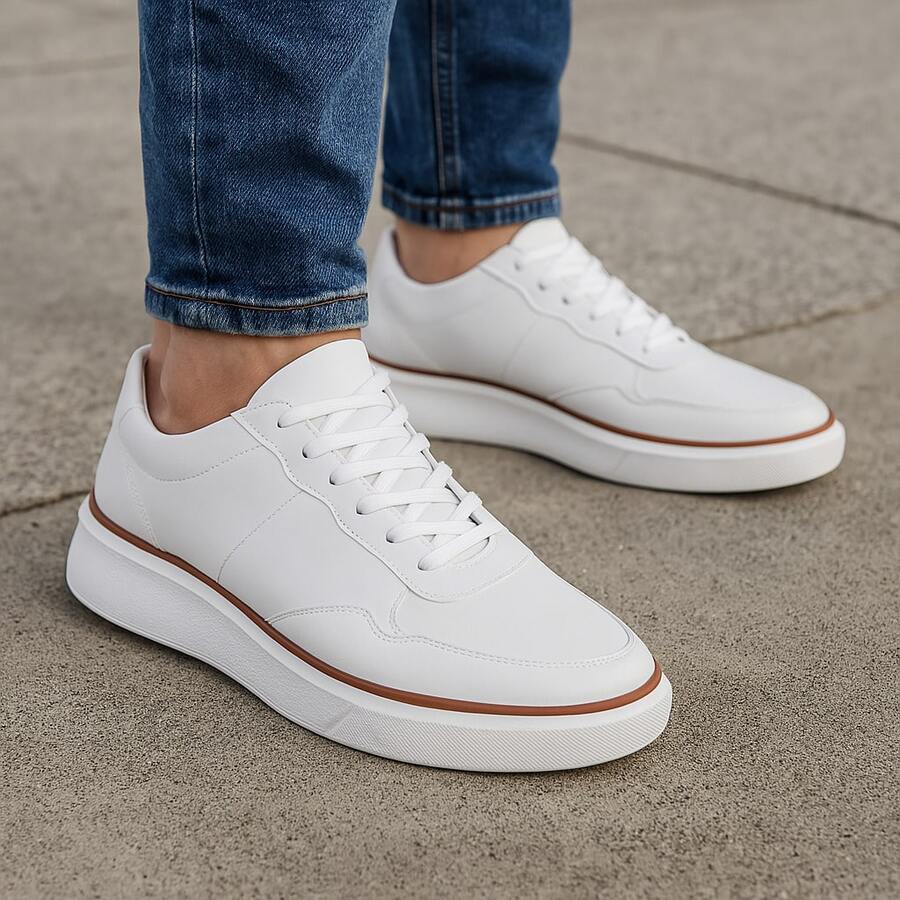 Men's Sport Sneakers, Thin, Modern Man, Ultra Light, Comfortable, White Sole, New Release - trắng - Xem 1