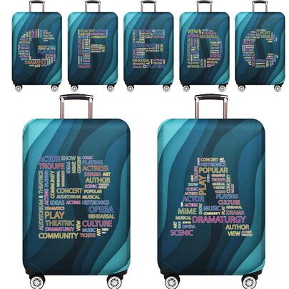 Elastic Luggage Cover Travel Case Cover, With Text Letter Prints, For 18 To 32 Inch Luggage Protector Cases For Outdoor Travel Business Fashion Graphic Pattern For Men Women Travel Accessories Polyester Suitcase Student Back To School Stuff Bag For School School Accessories, Luggage Protector Back To School Stuff College Dorm Essentials For Student For Men Women Travel Essentials For Holiday Vacation Outdoor Bag For School School Accessories