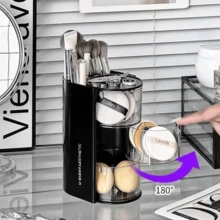 Caixa de Armazenamento de Cosméticos para Bancada do Banheiro, Pincel de Maquiagem, Esponja de Pó, Suporte para Armazenamento de Esponjas de Maquiagem, Organizador de Penteadeira, Ferramenta Mágica, Porta-Canetas, Porta-Pincéis