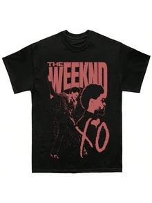 Graphic Women's Casual TShirt 220g  XO 100% Cotton Tee 1Pcs Music Star Portrait Print T Shirt Relaxed Fit Style - màu đen - Xem 1