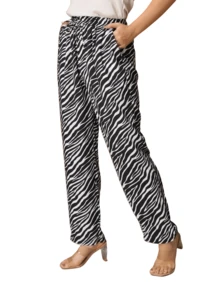 Tiger Print Animal Print Pocket Mesh Drawstring Holiday - 黑色 - 查看 1