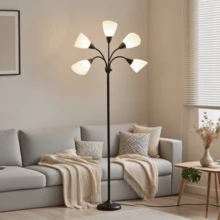 HonoDing Medusa Floor Lamps Standing Lamps 5 Heads Adjustable Reading Light Large Shade Use E26 A19 Bulb Floor Lamps For Living Room Lamp ,For Lamp Bedroom House Essentials,Christmas Decorative Lights (Black) - US A Type Plug(110-127V) - View 13