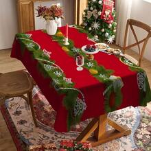 1/20 pièces Nappe de Noël vintage en polyester avec motif de boules de Noël et de cannes en bonbon, convient pour les restaurants, les cuisines et les fêtes, tissée, décorations de fête de Noël, convient pour une utilisation intérieure et extérieure, accessoires de cuisine, idées cadeaux
