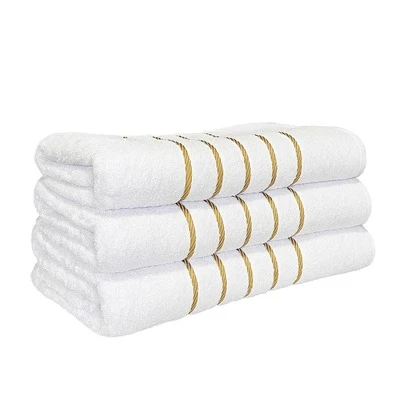 Show Towel Kit 3 Toalha de Banho com Barra Dourada 100% Algodão 70x130cm - Coleção Dubai