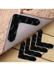 2/4/8pcs L-Type Anti Slip Carpet Stickers And Adhesives, Suitable For Living Room, Dining Room, Bathroom Tile And Wooden Floor Areas, Prevent Movement And Sliding, Ensure The Mat Is Flat And Fixed, Innovative Project, Shelf Liners