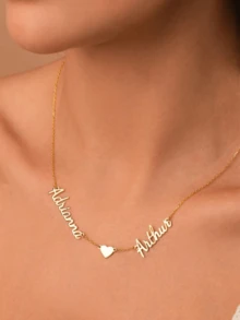 1pc Personalized Couple's Necklace With 2 Names, 18K Gold Plated Stainless Steel Customized Nameplate Necklace, Gift For Friends, Lovers, Holidays, Birthdays - Multicolor 1 - View 3