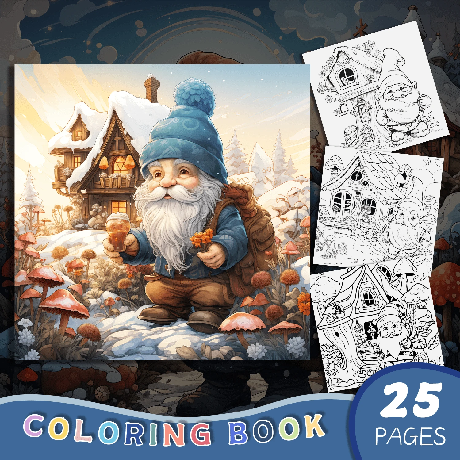 Libro para colorear de Navidad con 25 páginas únicas - Para aliviar el estrés, relajación y creatividad | Regalo navideño para niños, adolescentes, mujeres y hombres | Libro de actividades de terapia artística divertido y educativo