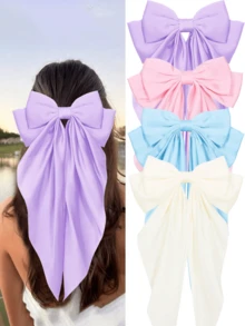 Bộ 1/4 kẹp tóc nơ lớn dành cho nữ, màu tím, hồng, xanh dương, be, kẹp tóc nơ ruy băng, phụ kiện tóc, trang trí tiệc, thời trang Ngày của Mẹ, tiệc hàng ngày, kẹp tóc sành điệu, kẹp tóc, đồ dùng học tập, lễ hội, sinh nhật. - Nhiều màu - Xem 11