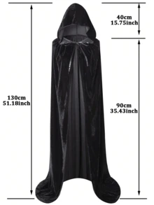 Unisex Hooded Cape Full-Length Velvet Cloak, Suitable For Halloween Costume Role-Playing. Long Hooded Cloak Witch Costume For Both Men And Women