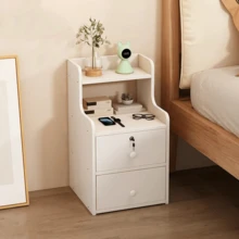 1pc Bedside Cabinet, Bedroom Storage Cabinet With Lock, Small Organizer Rack - Multicolor - View 8