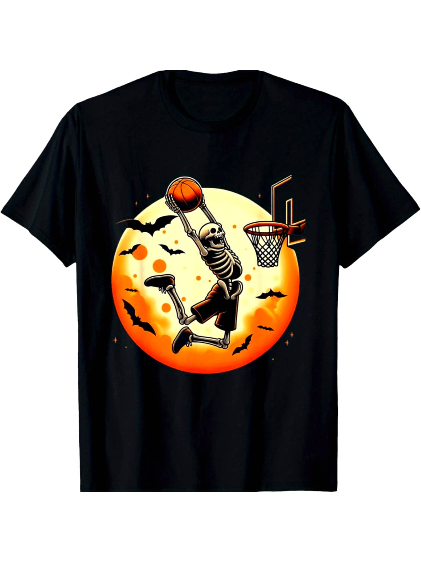 Basketball Skeleton Halloween Basketball Halloween T-Shirt Military Tactical T Shirt Men Veterans Day T Shirt Men Mens Cotton T Shirt Soft Lightweight Summer Shirt Men Funny Thanksgiving Dinner Shirt - Black 2 - 查看 1