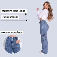 Women's Loose Jeans 100% Cotton Cargo Wide Leg Shopping Simple Casual Elegant Sexy Pocket Cargo Zipper - 大理石紋 - 查看 8