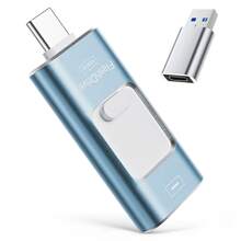 Memoria USB de 128/256 GB para Phone, memoria flash 3 en 1 para iOS/Android/PC, USB 3.0 de alta velocidad, expansión de memoria externa, color azul ceniza - Blau - Übersicht 11