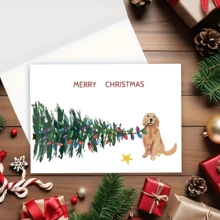 1 张趣味圣诞贺卡独特创意金毛猎犬圣诞贺卡 | 适合爱狗人士、男孩和女孩的节日快乐贺卡 - 彩色 - 查看 5