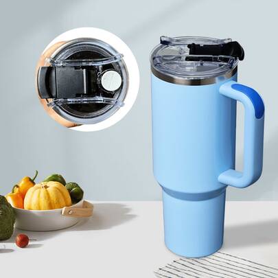 2pcs Leak-Proof Tumbler Lids With Screw - Spill-Proof Replacement Covers For 40oz Cups, Clear Plastic With Purple Handle & Black Clip, Secure Fit For Outdoor & Travel Accessories