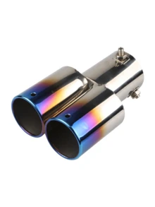 2-Outlet Stainless Steel Exhaust Tip, Universal Car Dual Exhaust Pipe Tail Throat, Muffler Silencer Accessory - Multicolor - View 8