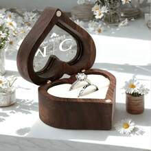 1pc Customized Valentine's Day Wooden Ring Box With Transparent Acrylic Cover, Can Be Used As Earring Box, Double Slot Ring Holder, Velvet Lining, Multiple Colors, Designs And Styles Available, Personalized Engagement Ring Box, Elegant Bridal Gift, Perfect For Storage And Display, Ideal For Proposals, Engagements, Weddings, Anniversaries, Valentine's Day, Mother's Day - Multicolor - View 20