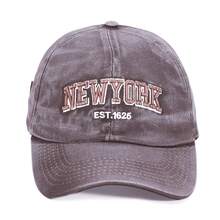 Vintage New York Embroidered Cap Curved Brim 6 Panels - 鏽棕色 - 查看 4