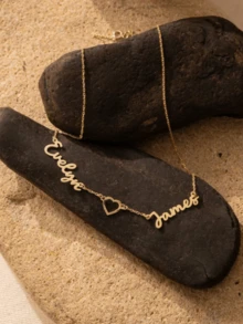 1pc Personalized Couple's Necklace With 2 Names, 18K Gold Plated Stainless Steel Customized Nameplate Necklace, Gift For Friends, Lovers, Holidays, Birthdays - Multicolor 1 - View 8