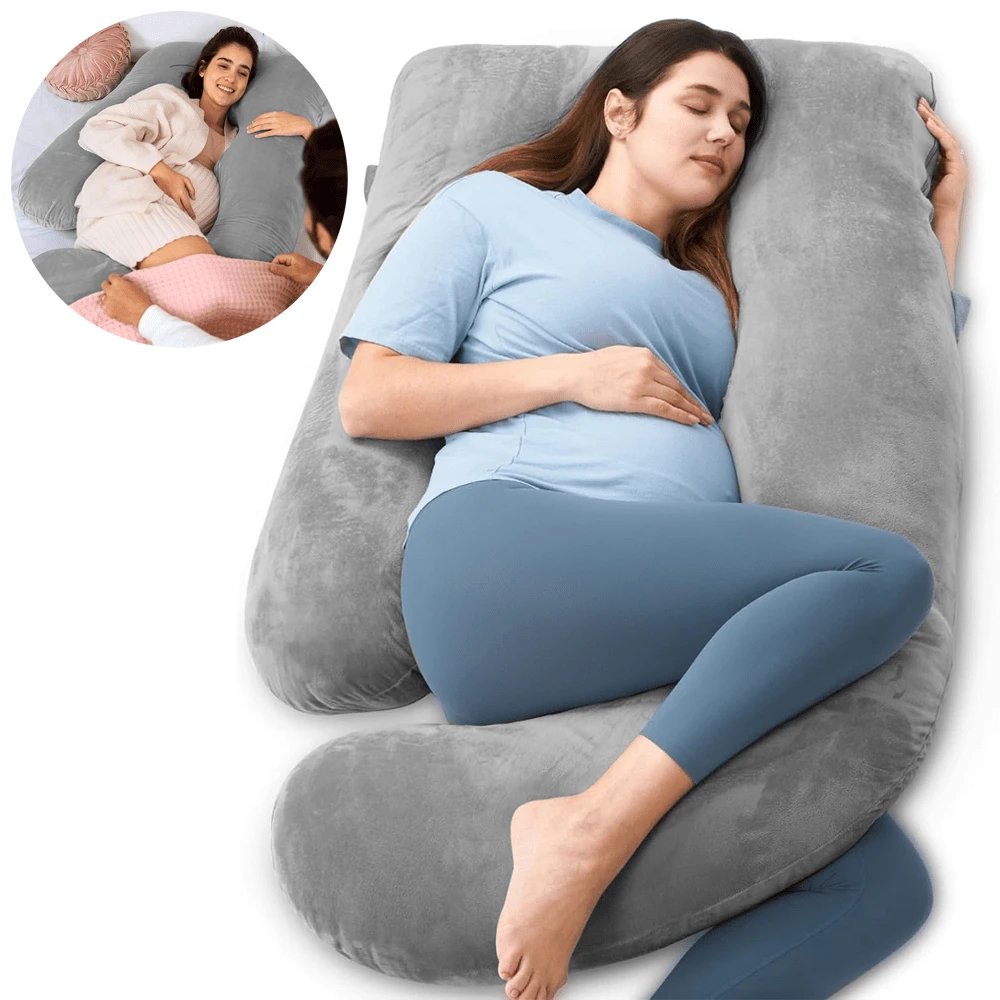 Lislark Pregnancy Pillows For Sleeping, G Shaped Full Body Maternity Pillow With Removab - Light Grey - View 1